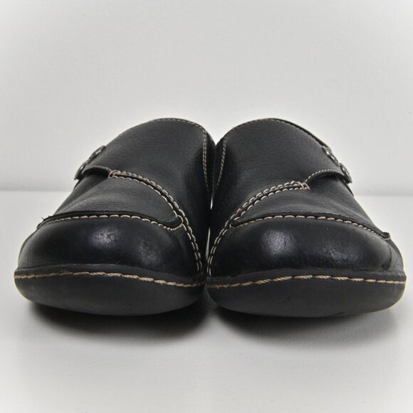 Clarks Collection Leather Button Slip On Button Comfort Black Loafers US9.5 UK7 - Picture 6 of 16